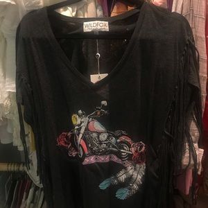 Wildfox fringe motorcycle tee NWT